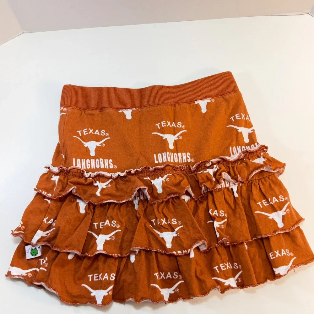 Texas Longhorns Sara Lynn Togs Ruffle Skirt Girls 6X Burnt Orange NCAA Tiered